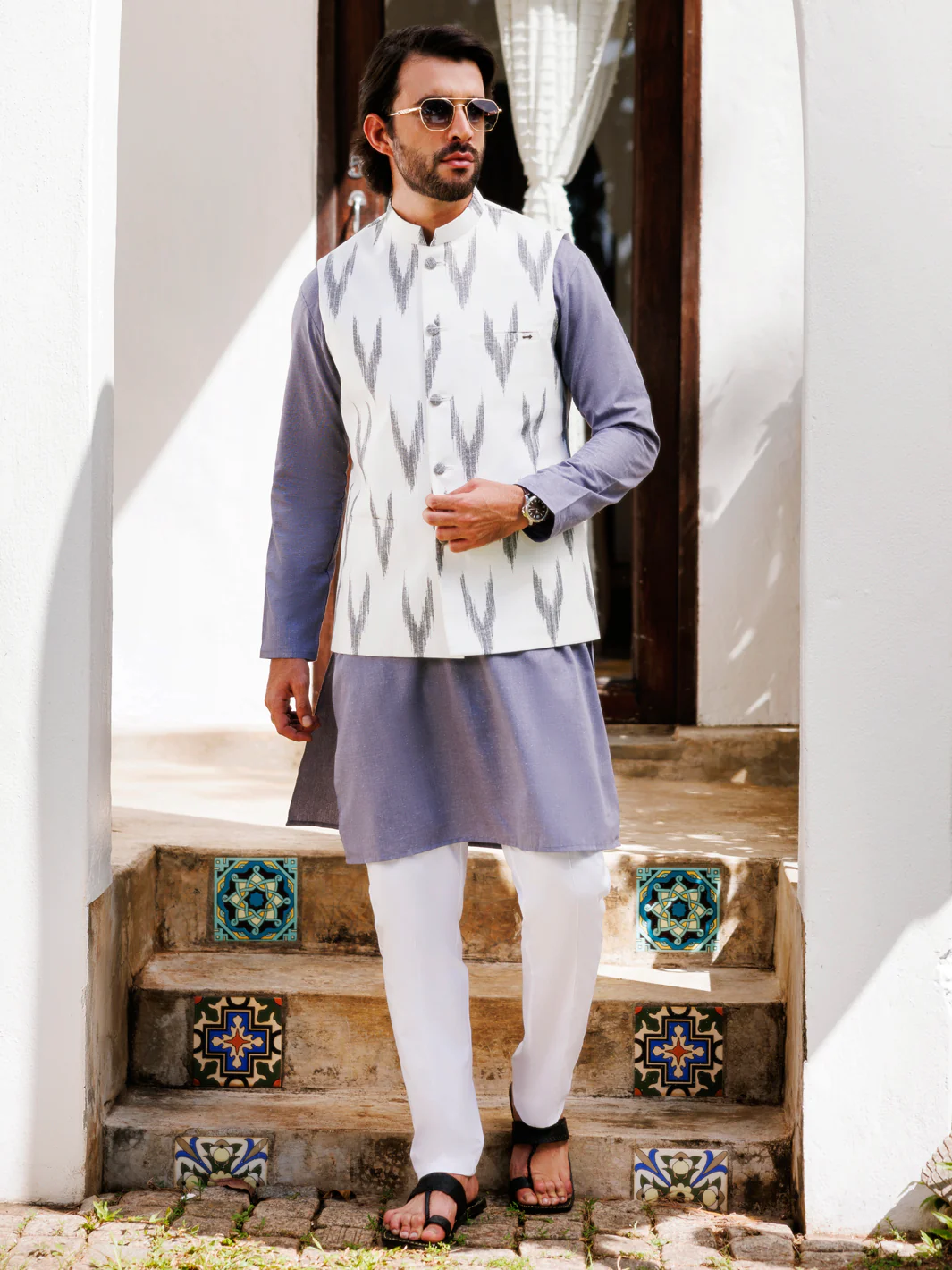Multicolor Cotton Waistcoat - AL-WC-550B - Image 2