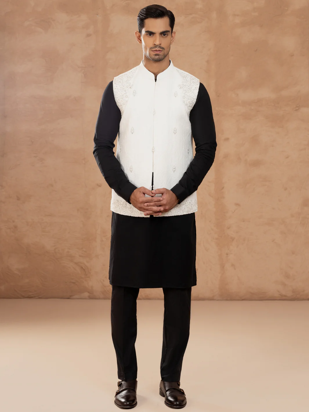 White Blended Waistcoat - AL-WC-552