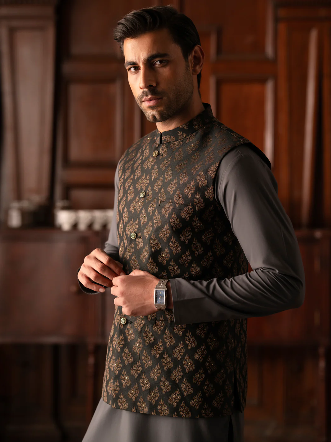 Black Blended Waistcoat - AL-WC-570B - Image 3