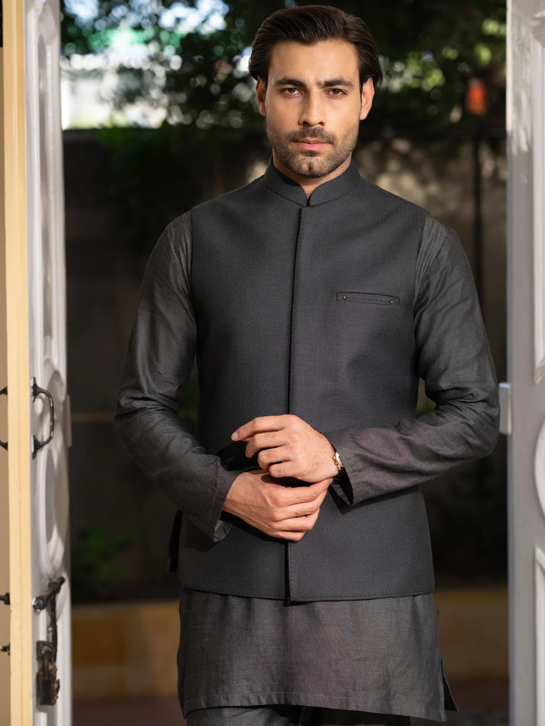 Dark Grey Taflon Rayon Waistcoat - AL-WC-587C