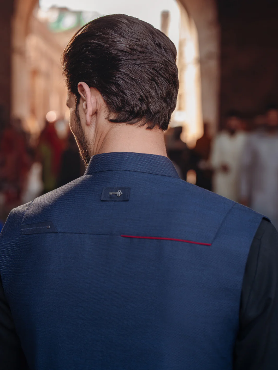 Navy Blue Blended Waistcoat - AL-WC-590A - Image 5
