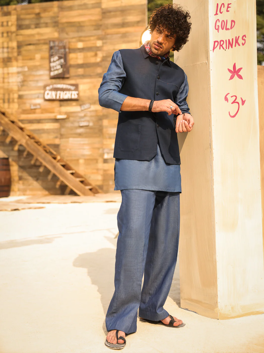 Dark Blue Cotton Waistcoat - AL-WC-617 - Image 2
