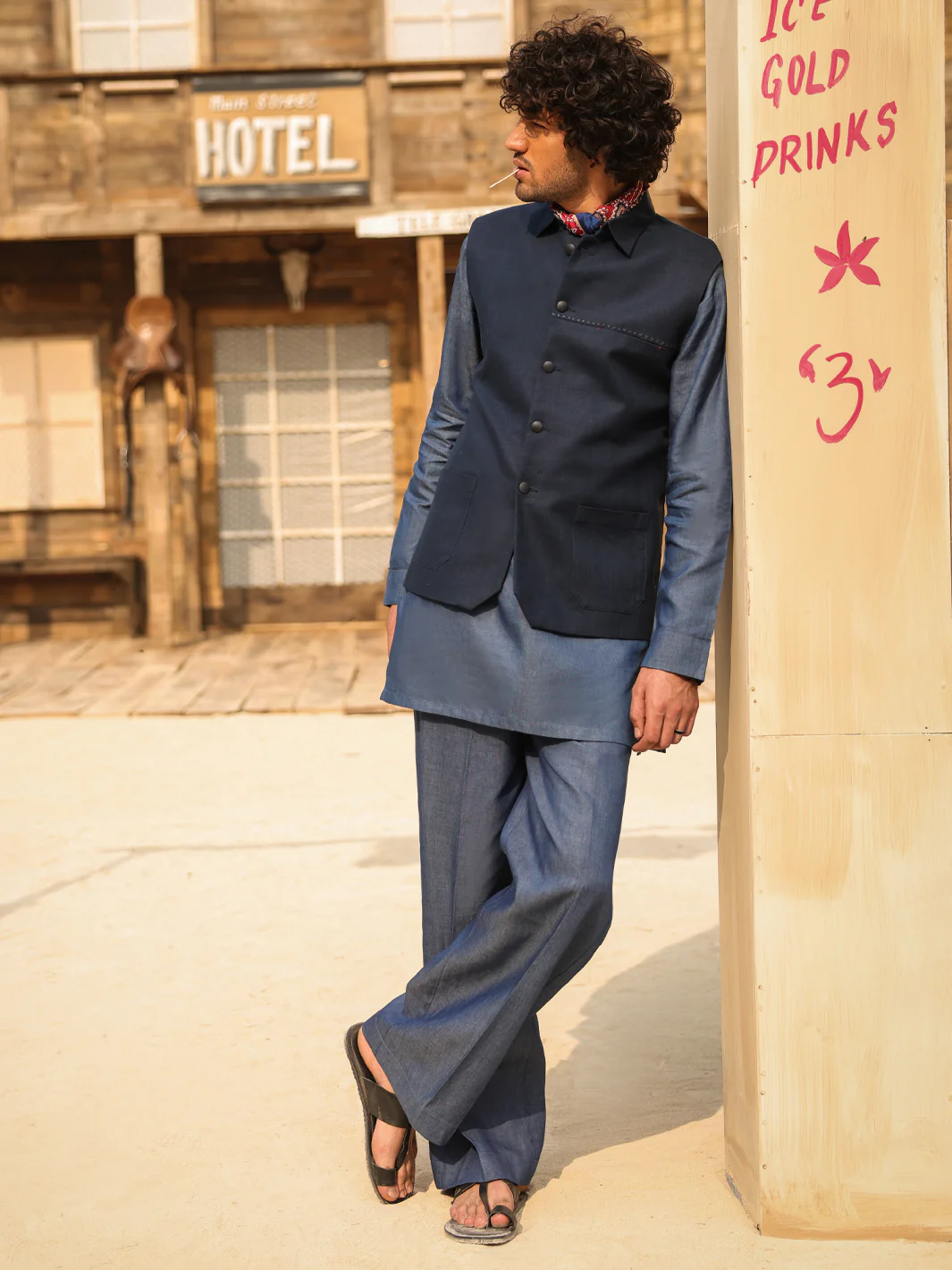 Dark Blue Cotton Waistcoat - AL-WC-617 - Image 3