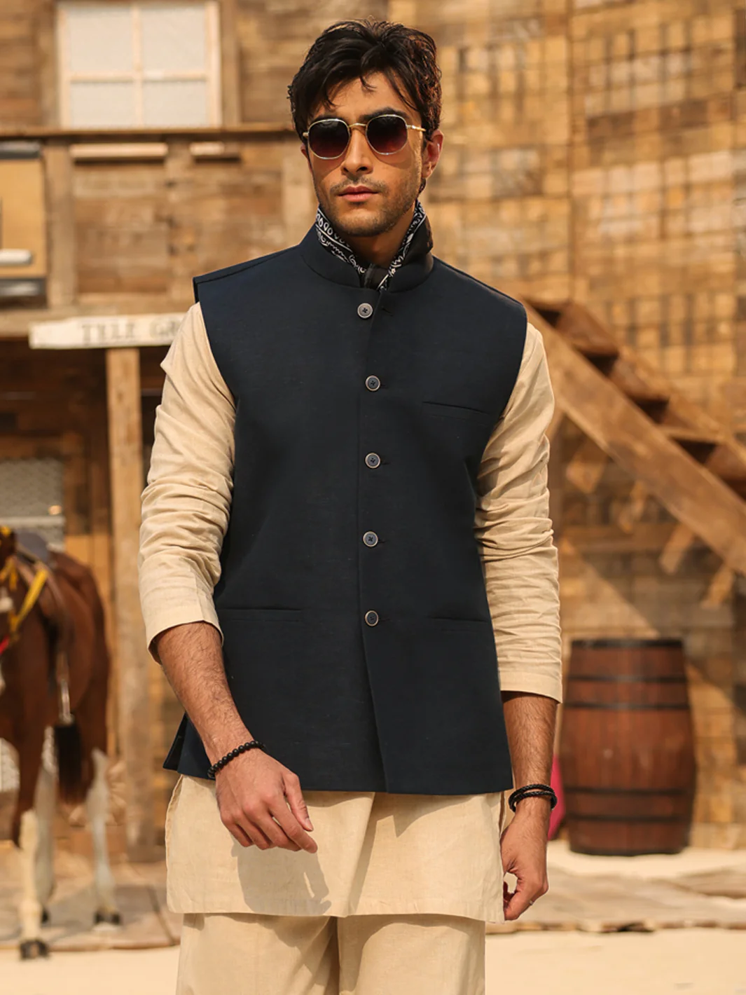 Navy Blue Waistcoat - AL-WC-632 - Image 2