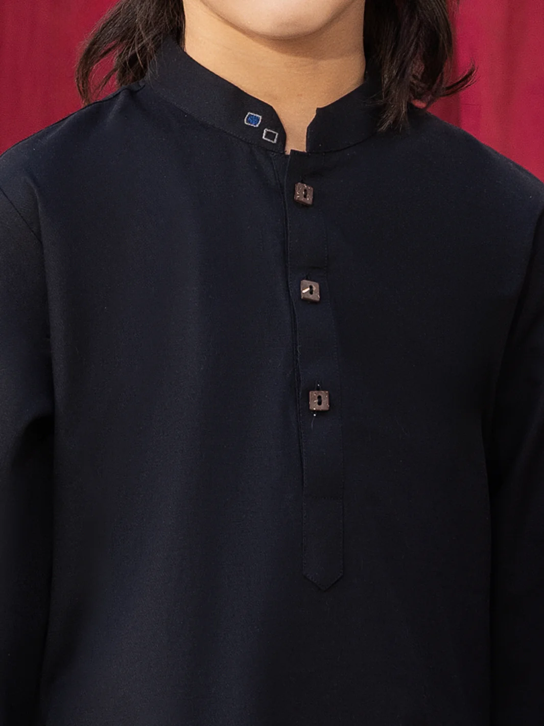 Black Cotton Kurta - ALBY-K-003 - Image 3