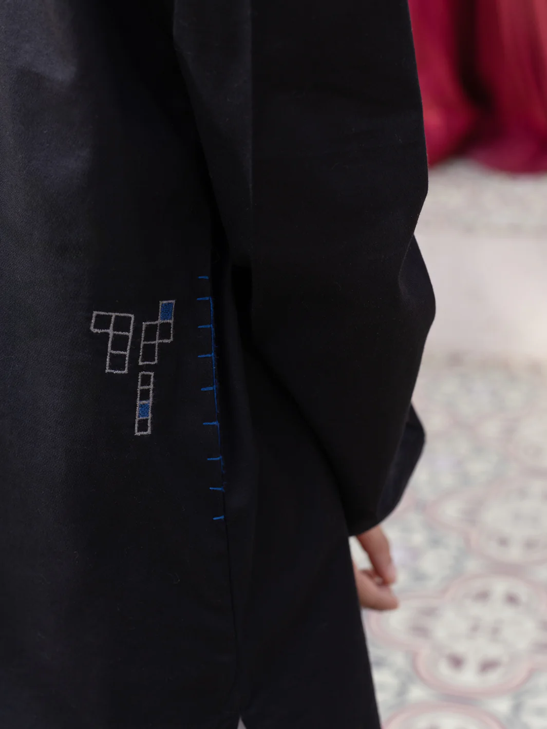 Black Cotton Kurta - ALBY-K-003 - Image 5