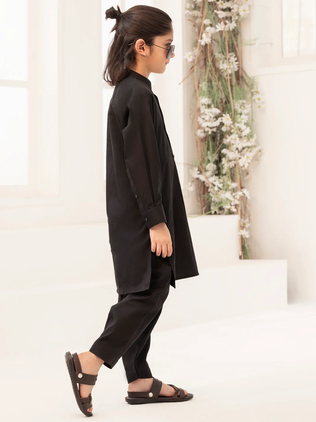 Black Blended Kameez Shalwar - ALBY-KS-011 - Image 2