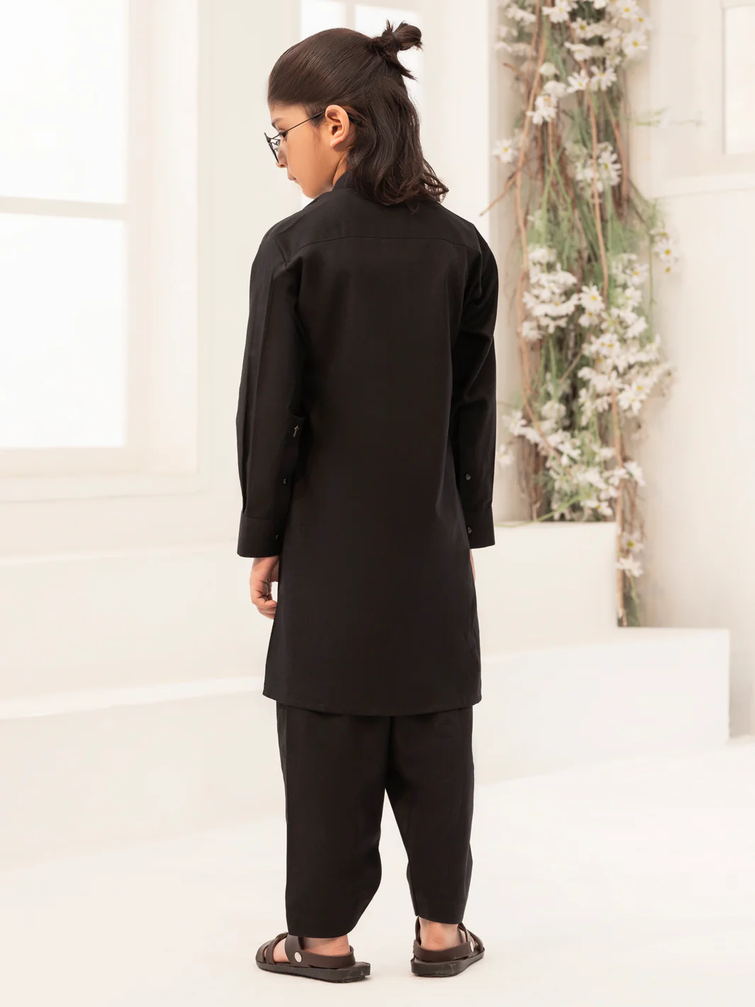 Black Blended Kameez Shalwar - ALBY-KS-011 - Image 3