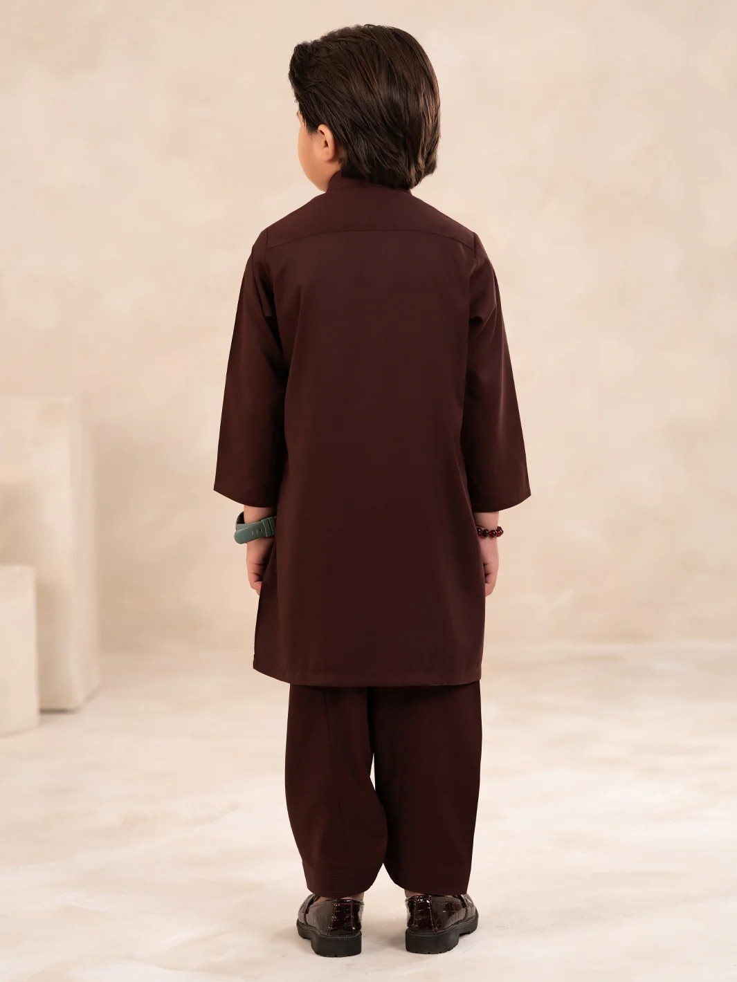 Maroon Plain Kameez Shalwar - ALBYET-KS-006 - Image 3
