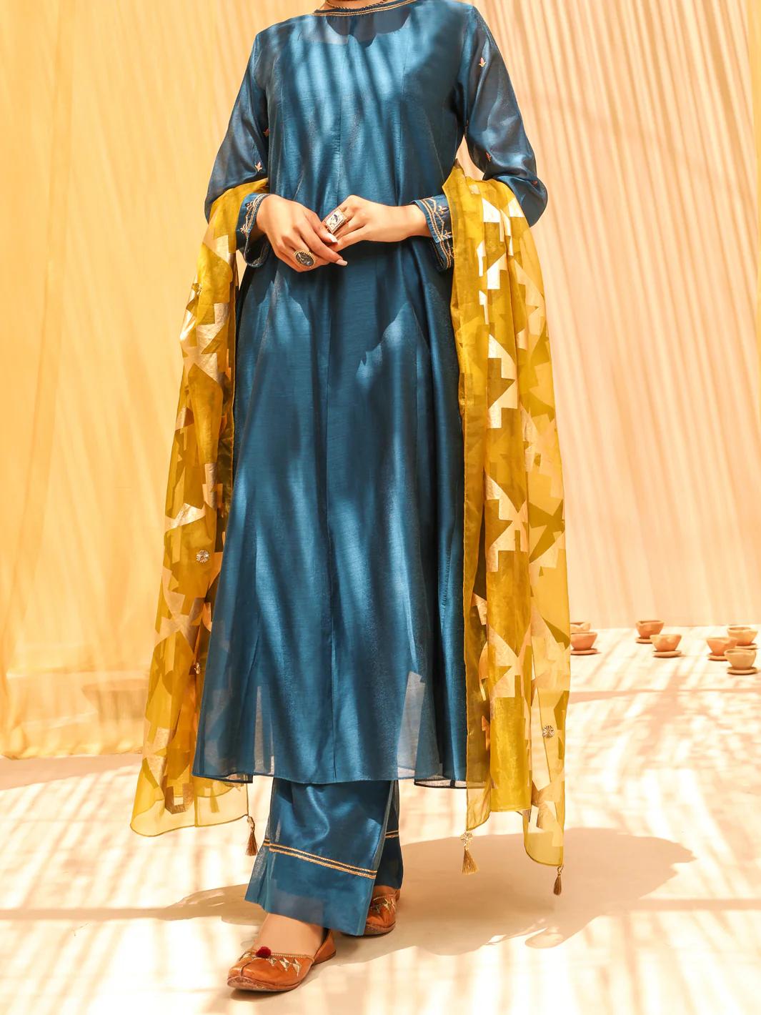 Blue Cotton Viscose Silk 2 Piece Stitched - ALCR-2PS-LKS-1022 - Image 3