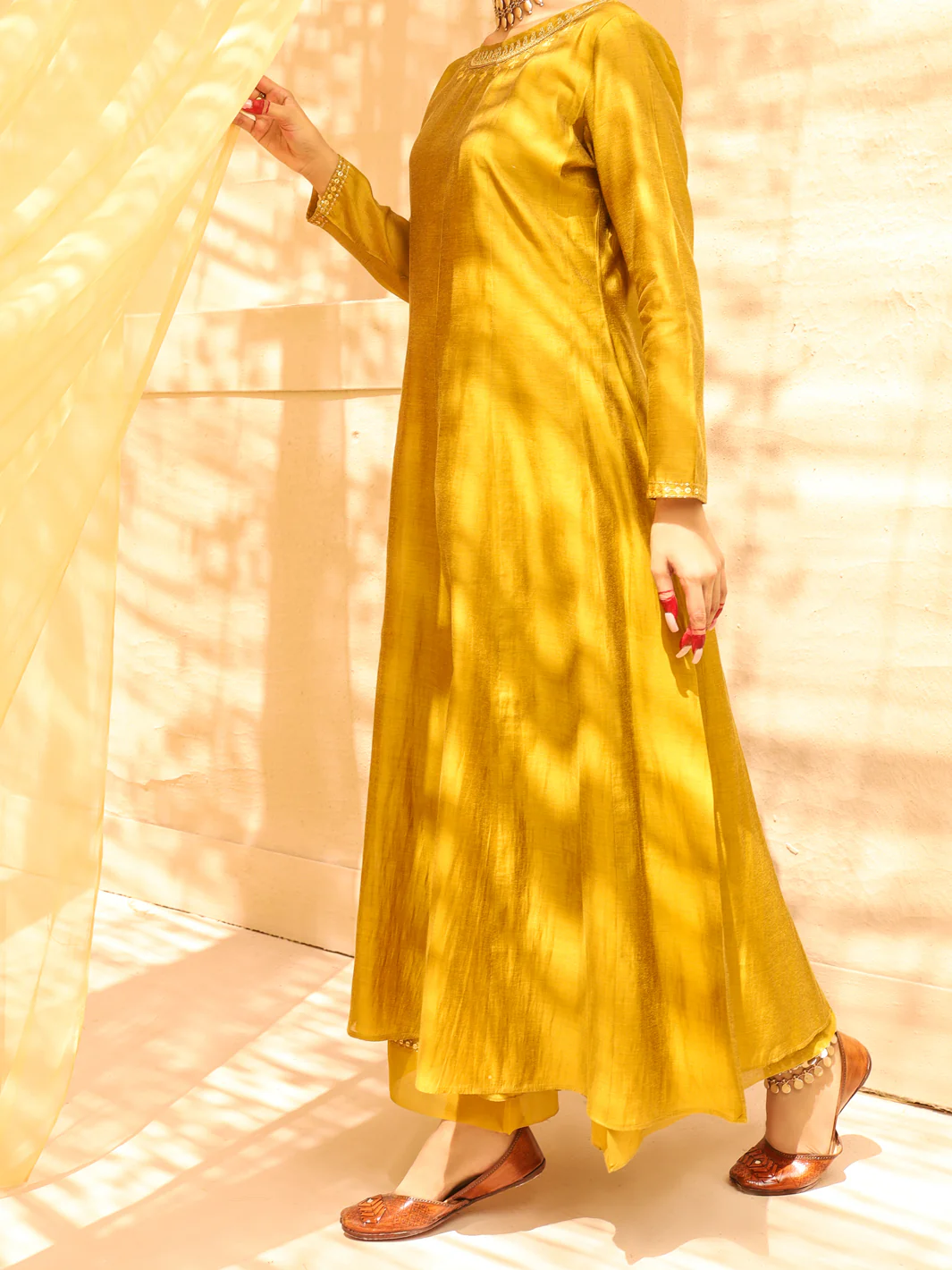 Lime Cotton Viscose Silk 2 Piece Stitched - ALCR-2PS-LKS-1023