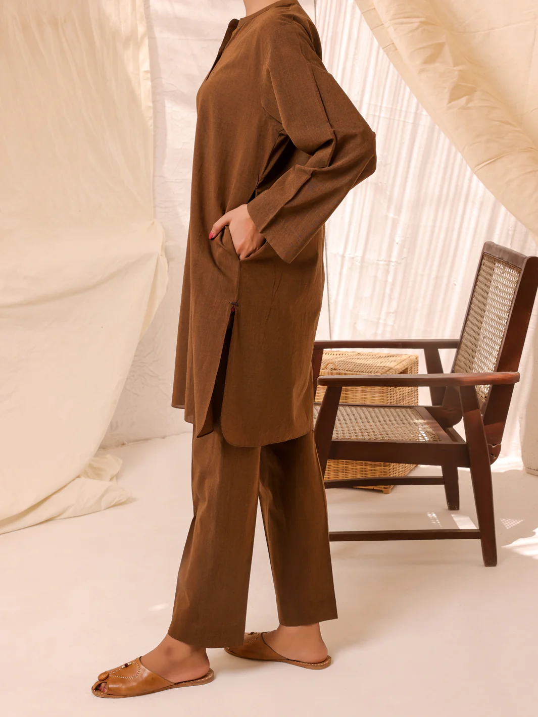 Brown Cotton 2 Piece Stitched - ALCR-2PS-LKS-1039 - Image 3