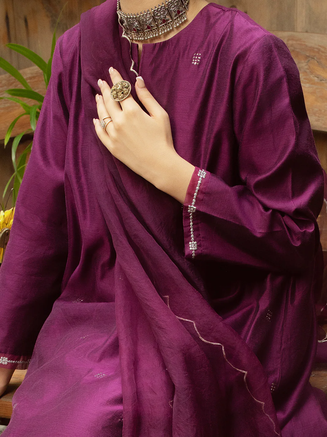 Magenta Modal 2 Piece Stitched - ALCR-2PS-LKS-1069 - Image 5