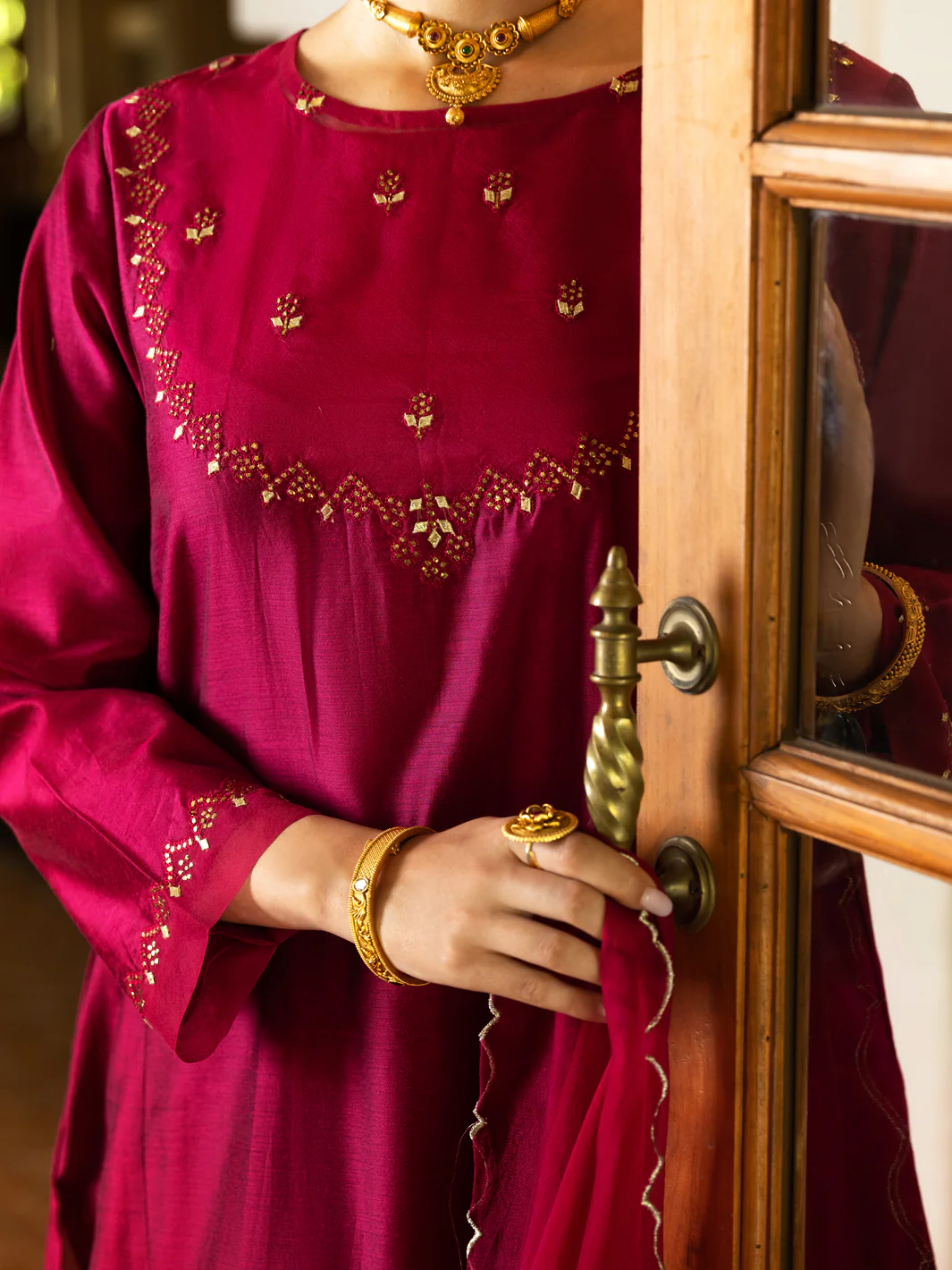 Fuchsia Modal 2 Piece Stitched - ALCR-2PS-LKS-1071 - Image 2