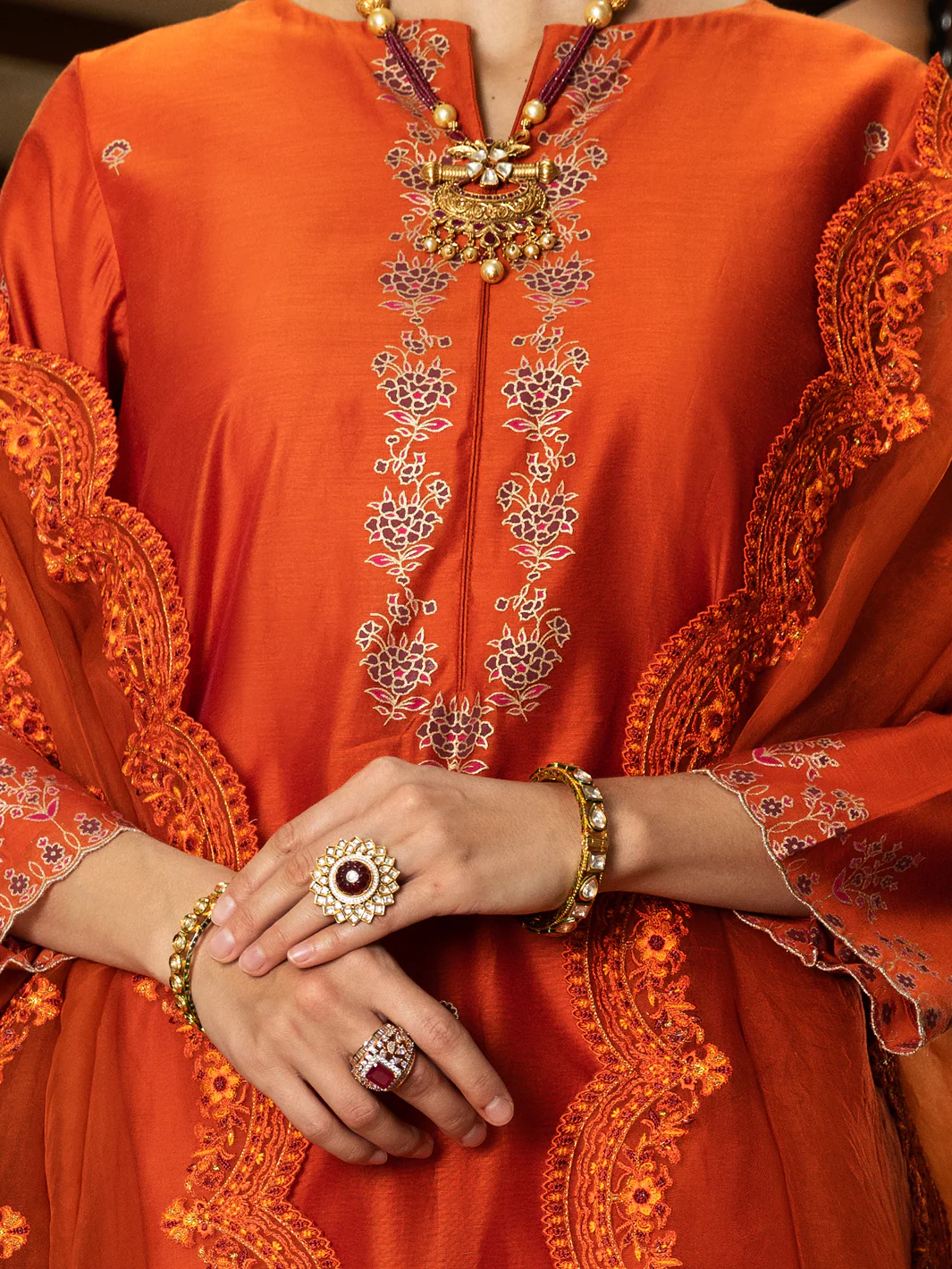Orange Modal 2 Piece Stitched - ALCR-2PS-LKS-1073 - Image 3