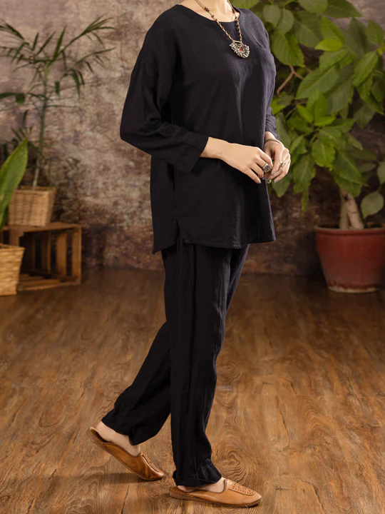 Black Linen 2Pc Stitched - ALCR-2PS-LKS-1100 - Image 2