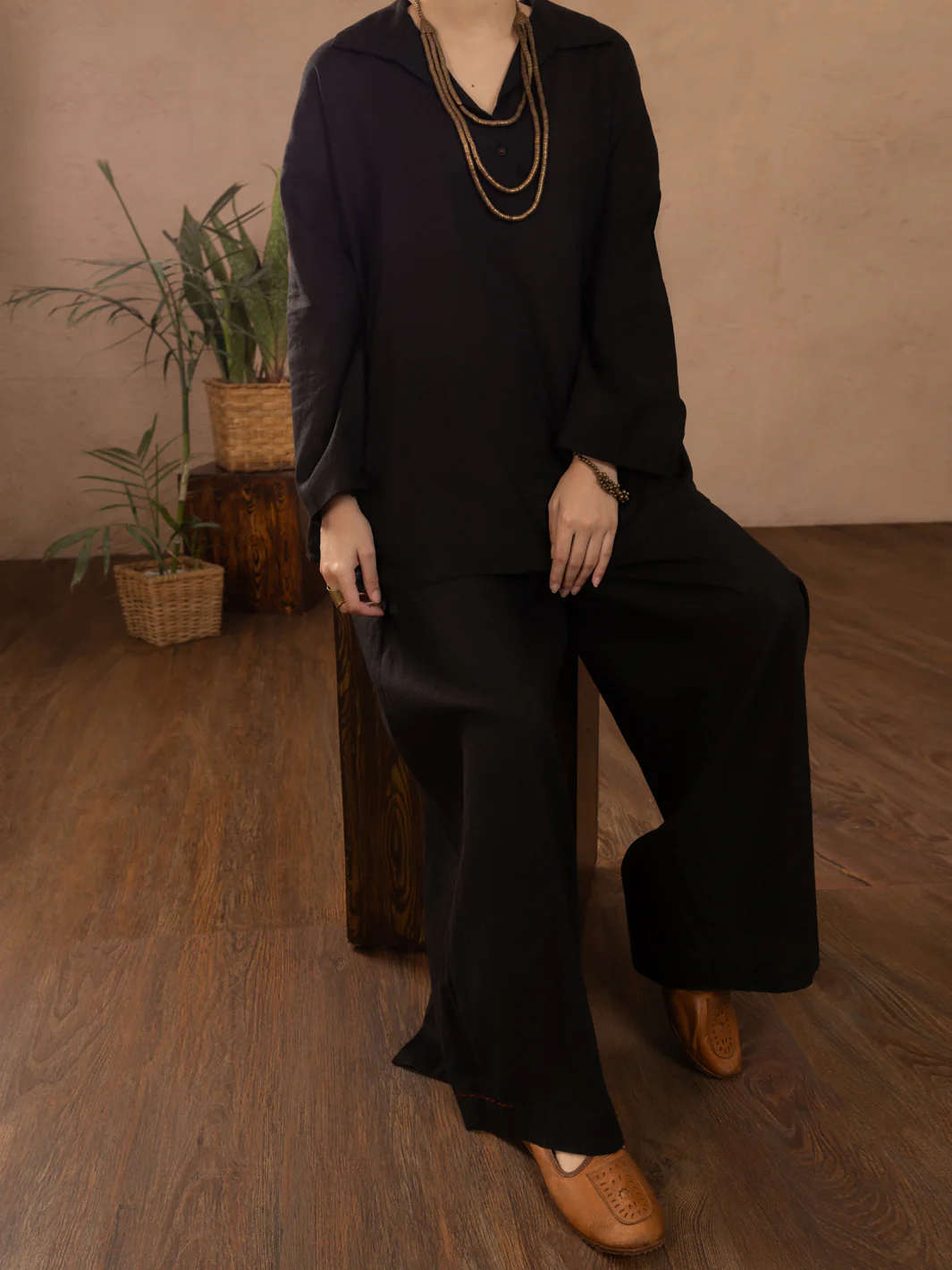 Black Linen 2Pc Stitched - ALCR-2PS-LKS-1107 - Image 3