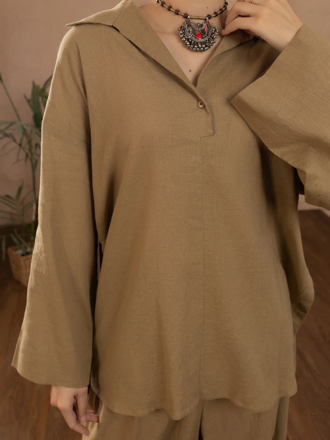 Khaki Linen 2Pc Stitched - ALCR-2PS-LKS-1110 - Image 3