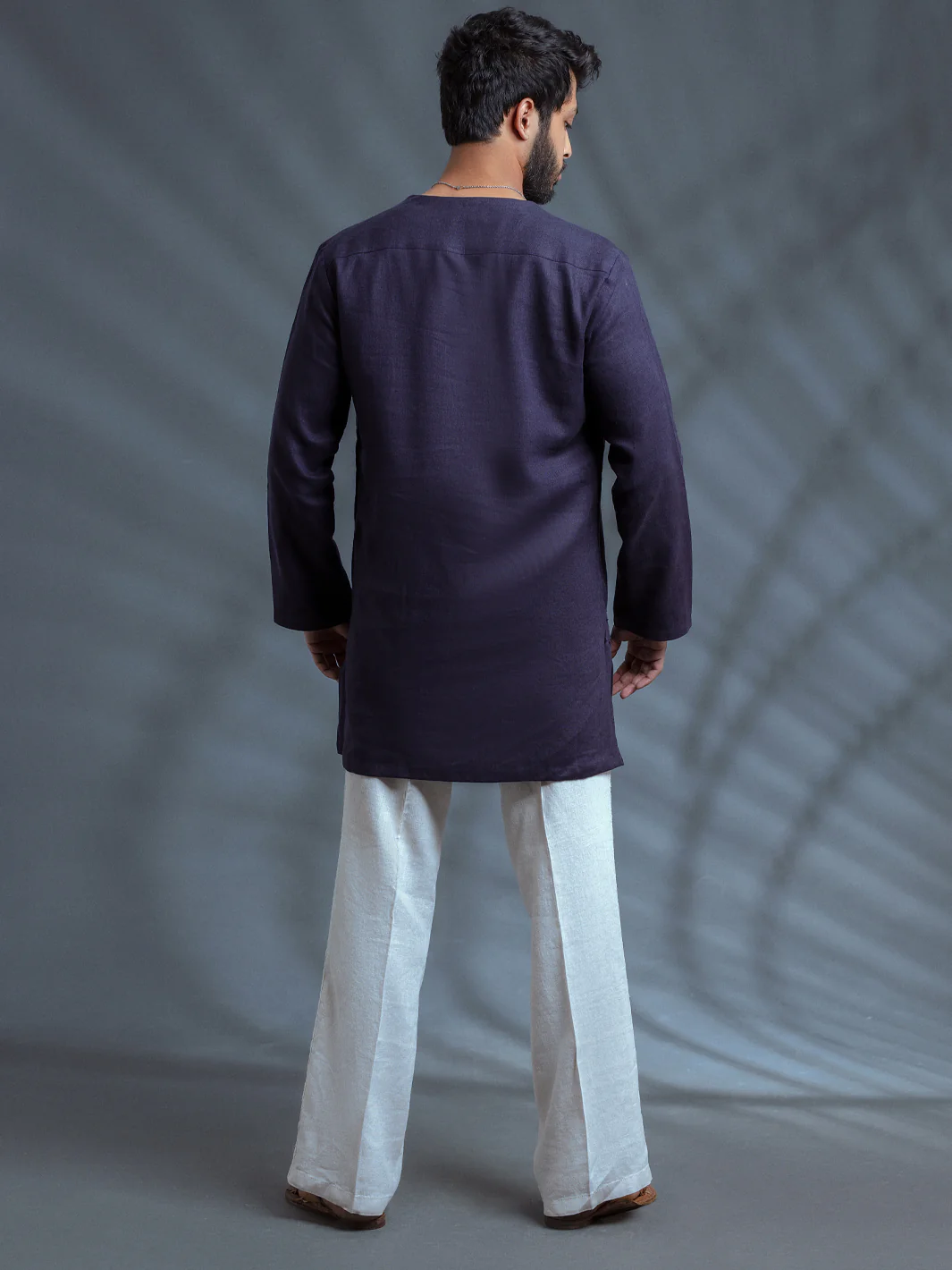 Deep Purple Linen Short Kurta - ALCR-K-009 - Image 8
