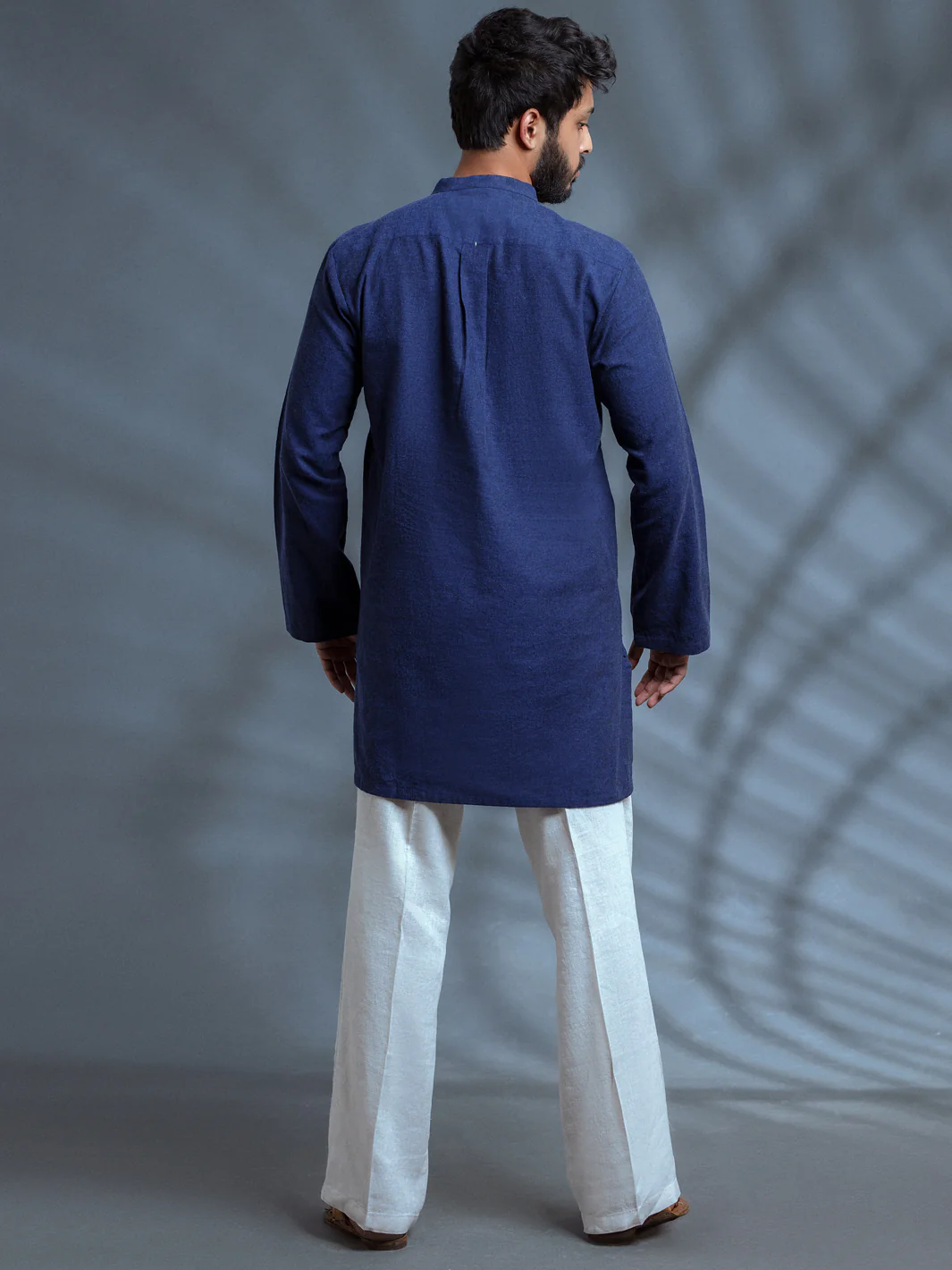 Blue Linen Short Kurta - ALCR-K-010 - Image 5