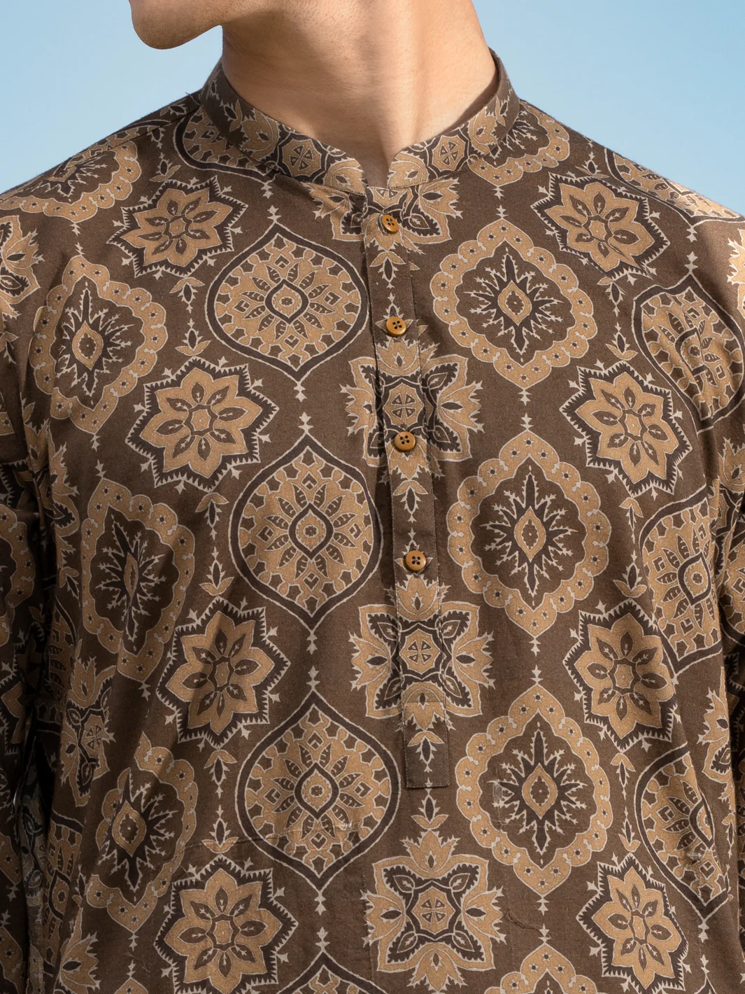 Green Linen Short Kurta - ALCR-K-039 - Image 3