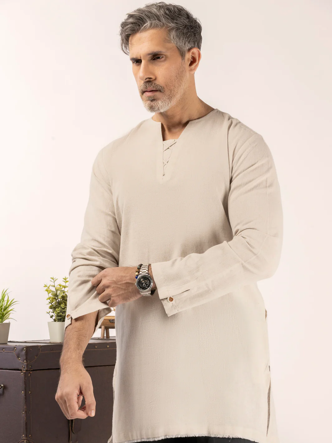 Off White Blended Kurta - ALCR-K-055 - Image 2