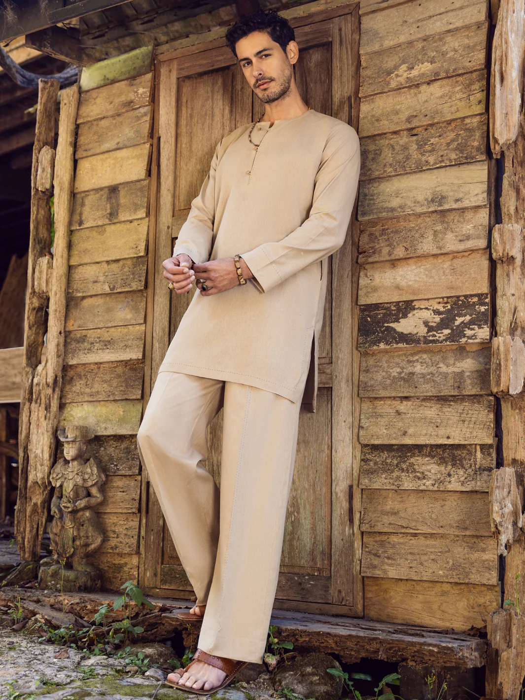 Sand Brown Linen Short Kurta Trouser - ALCR-KT-002 - Image 2