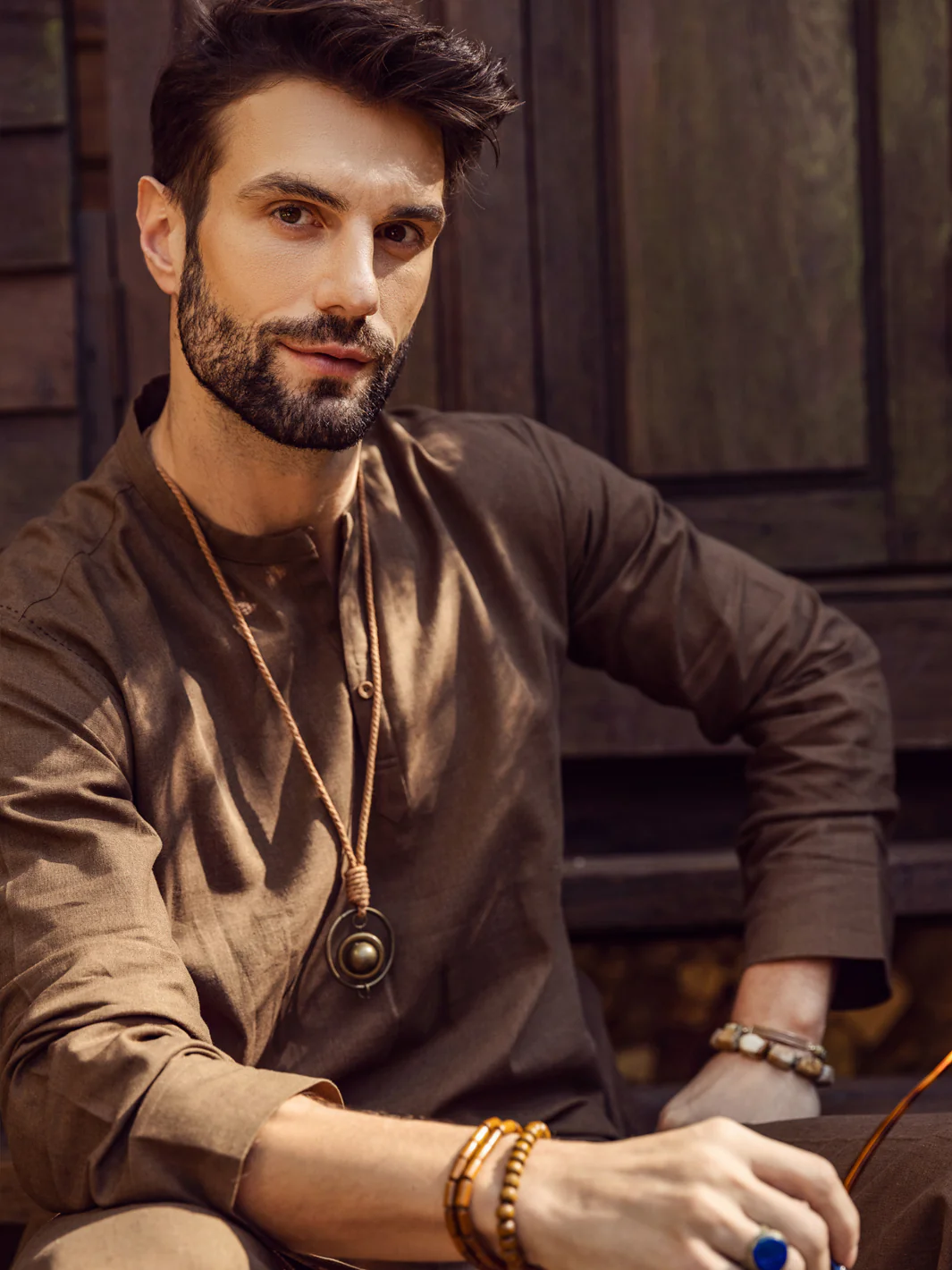 Brown Linen Short Kurta Trouser - ALCR-KT-004 - Image 8