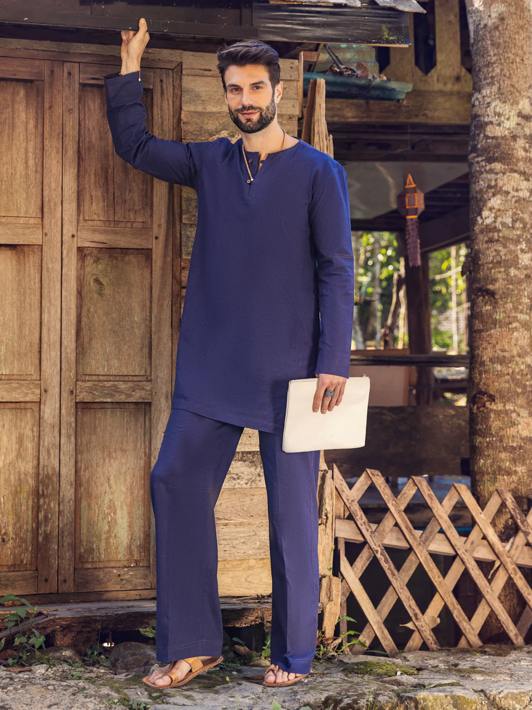 Dark Purple Linen Short Kurta Trouser - ALCR-KT-006 - Image 3
