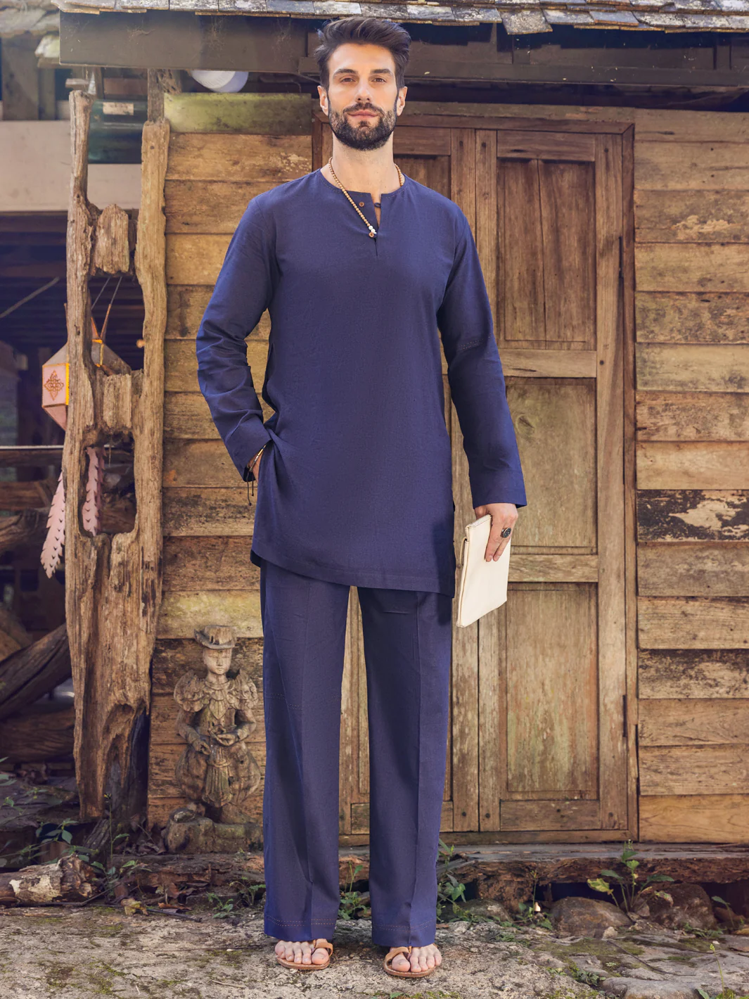 Dark Purple Linen Short Kurta Trouser - ALCR-KT-006 - Image 4