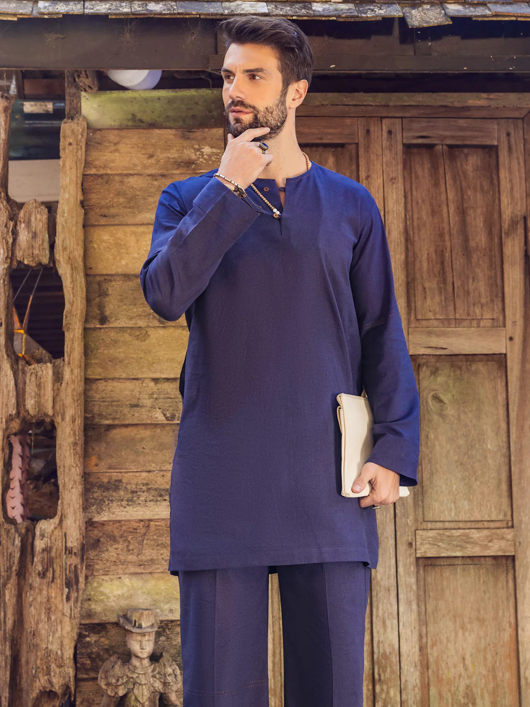 Dark Purple Linen Short Kurta Trouser - ALCR-KT-006 - Image 7