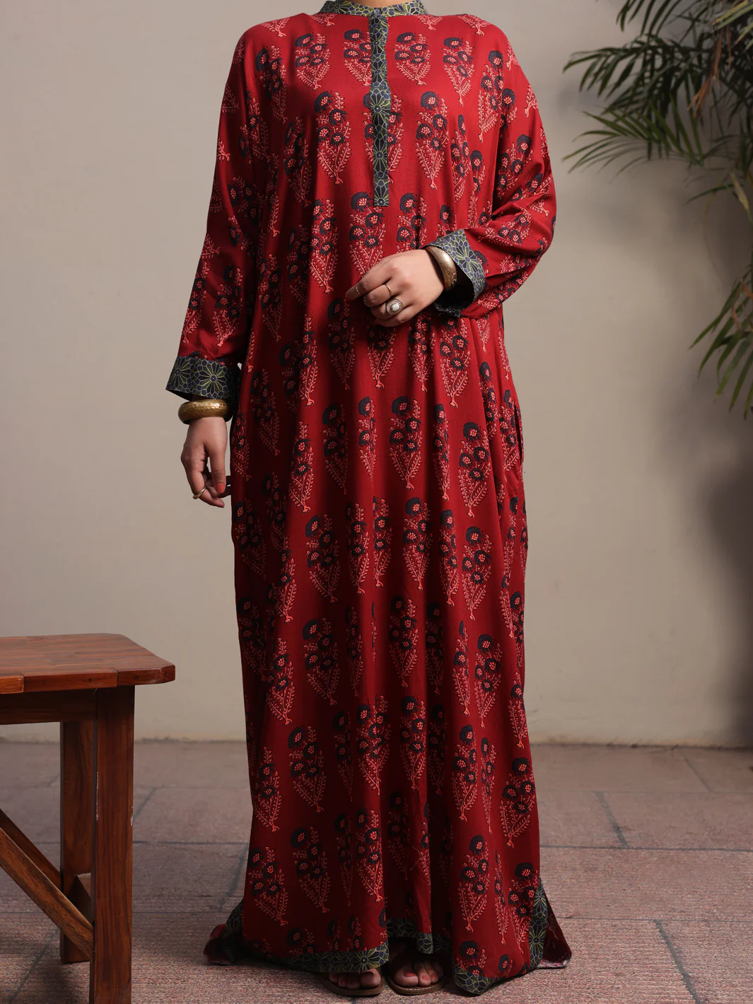 Maroon Linen Tunic - ALCR-LK-1058