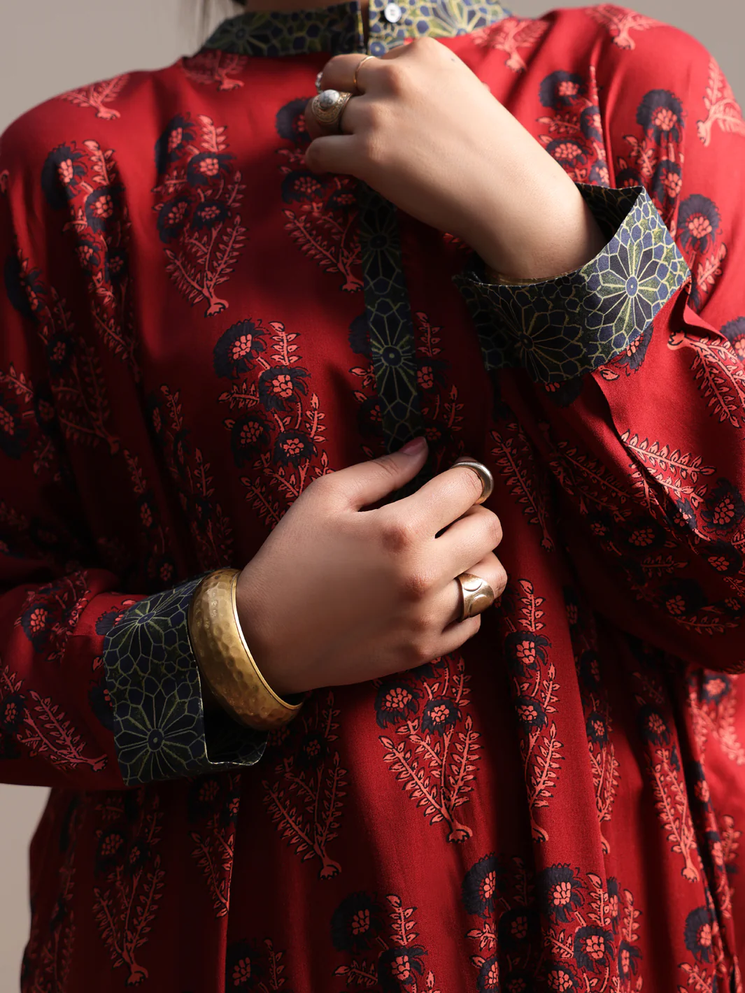 Maroon Linen Tunic - ALCR-LK-1058 - Image 3