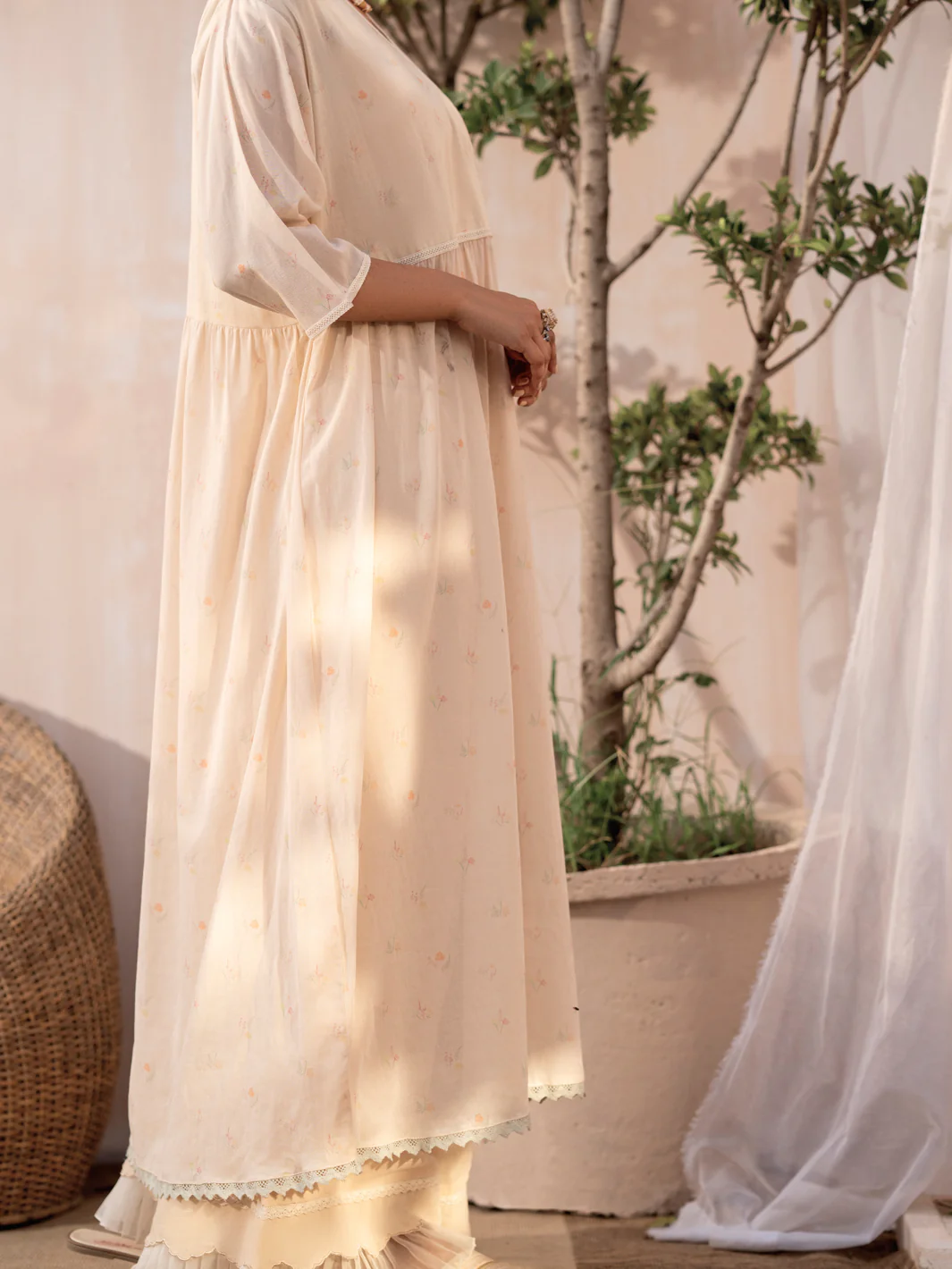 Off White Cotton Tunic - ALCR-LK-1078 - Image 3