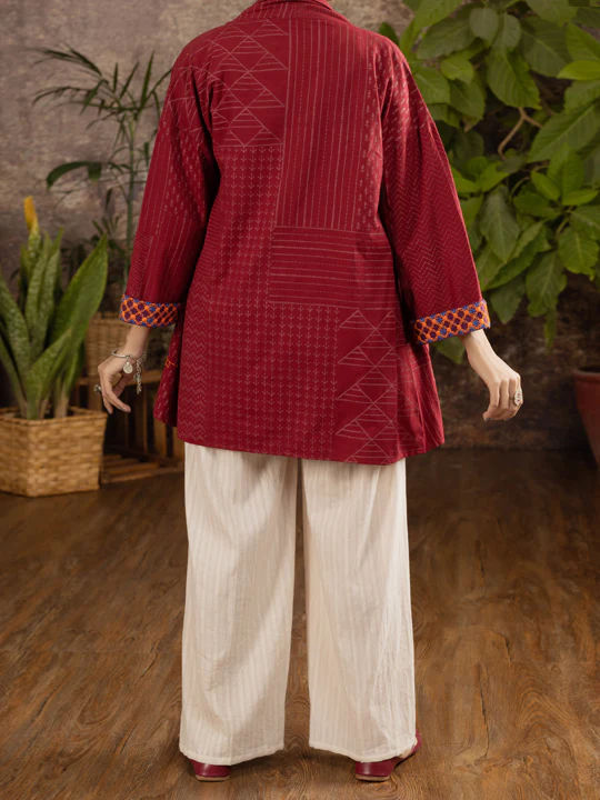 Maroon Karandi Tunic - ALCR-LK-1096 - Image 2