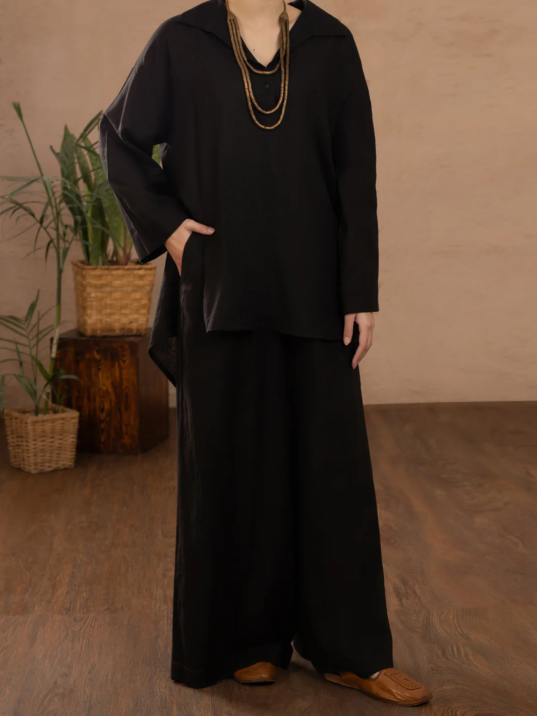 Black Linen Tunic - ALCR-LK-1107