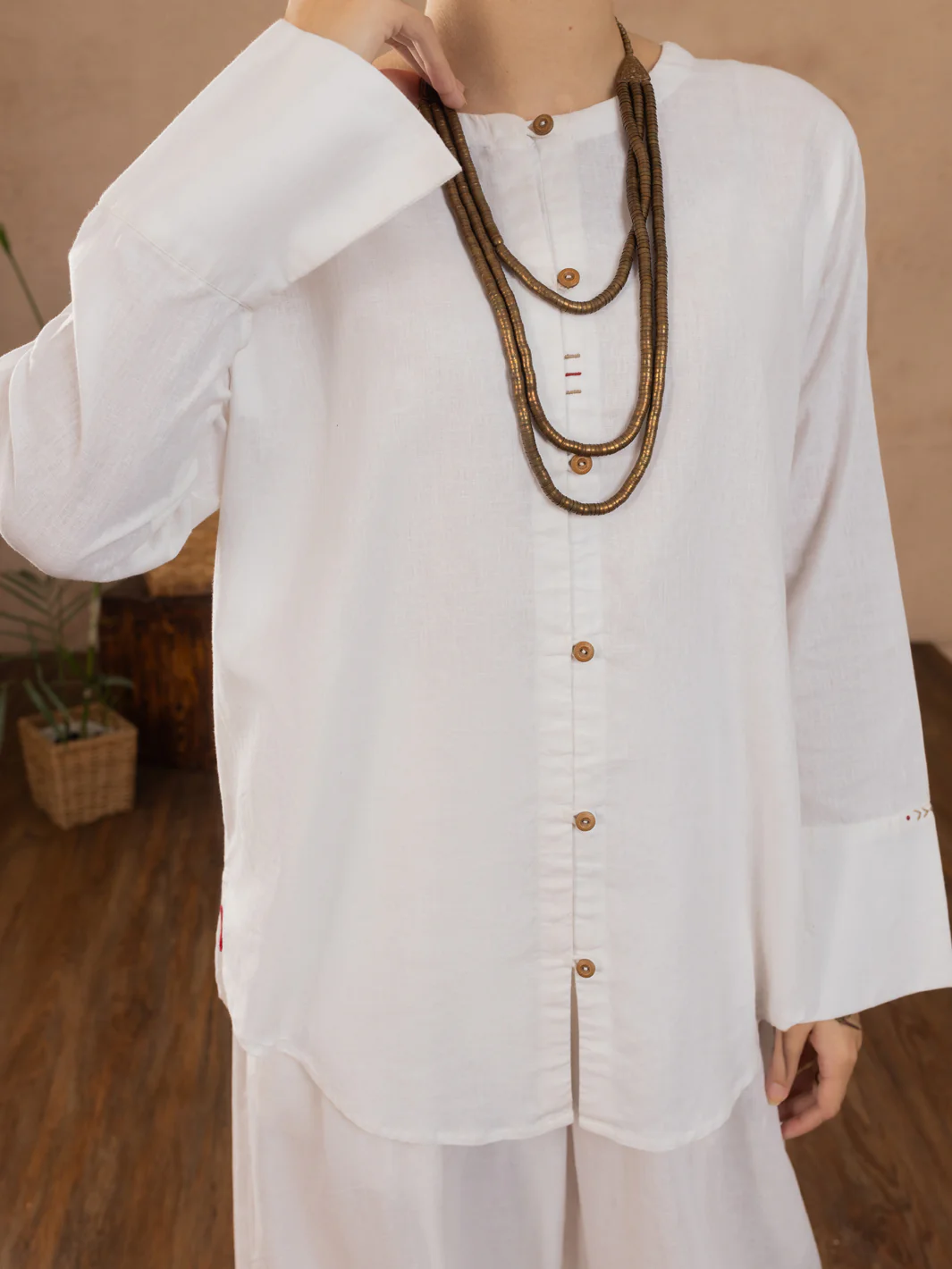 White Linen Tunic - ALCR-LK-1108 - Image 3