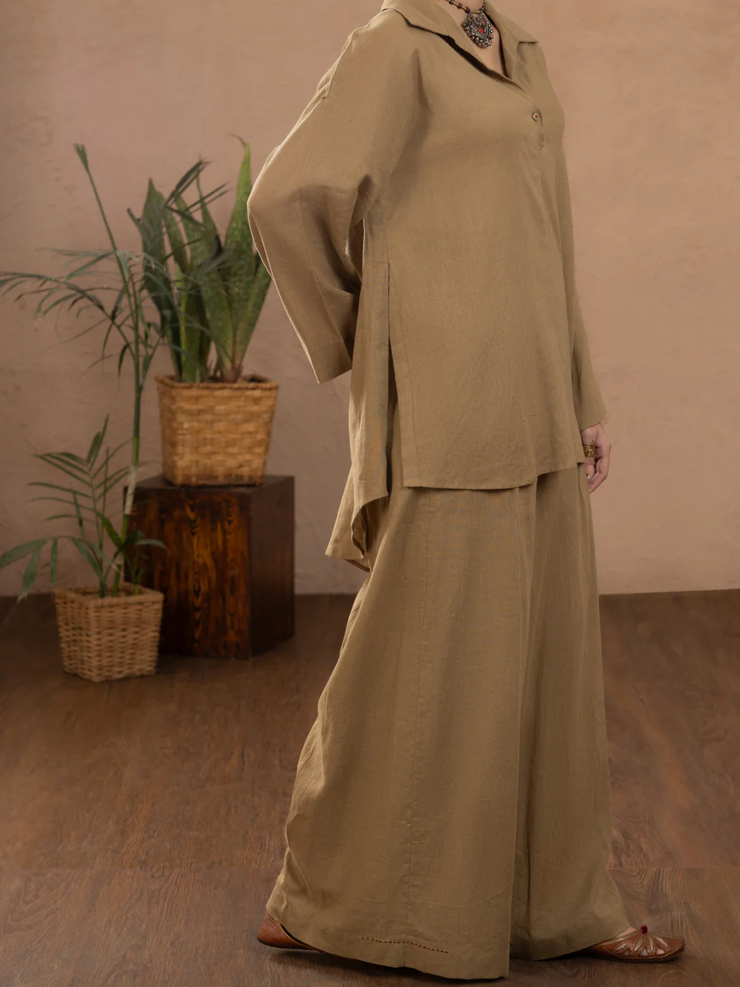 Khaki Linen Tunic - ALCR-LK-1110 - Image 2