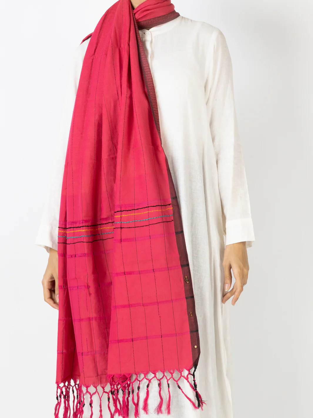 Pink Cotton Women Stole - ALCR-ST-1037 - Image 2