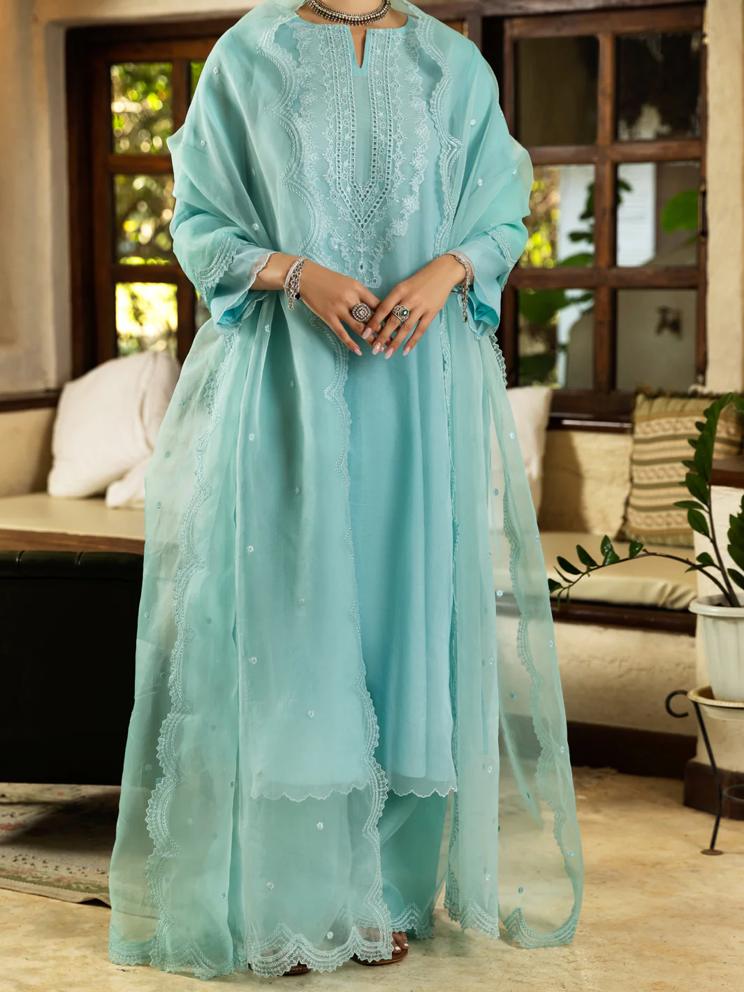 Ice Blue Women Stole - ALCR-ST-1050 - Image 2