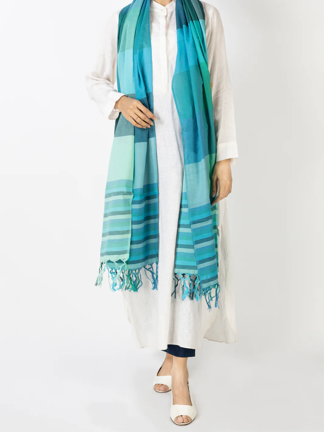 Teal Silk Women Stole - ALCR-ST-1055