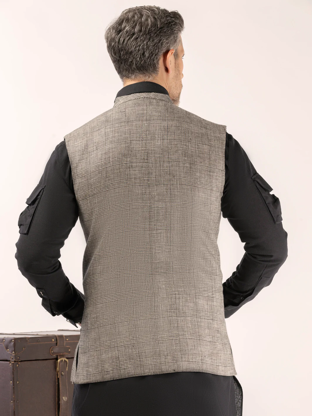 Grey Linen Waistcoat - ALCR-WC-010 - Image 3