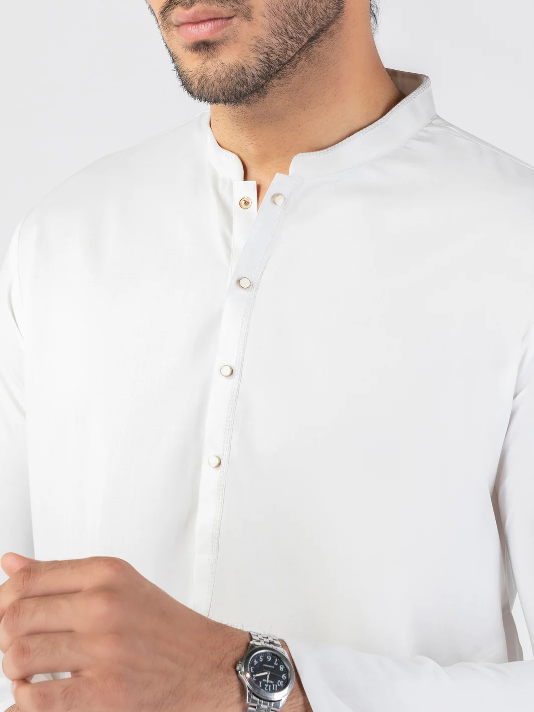White Blended Kurta - ALET-K-2001 - Image 4