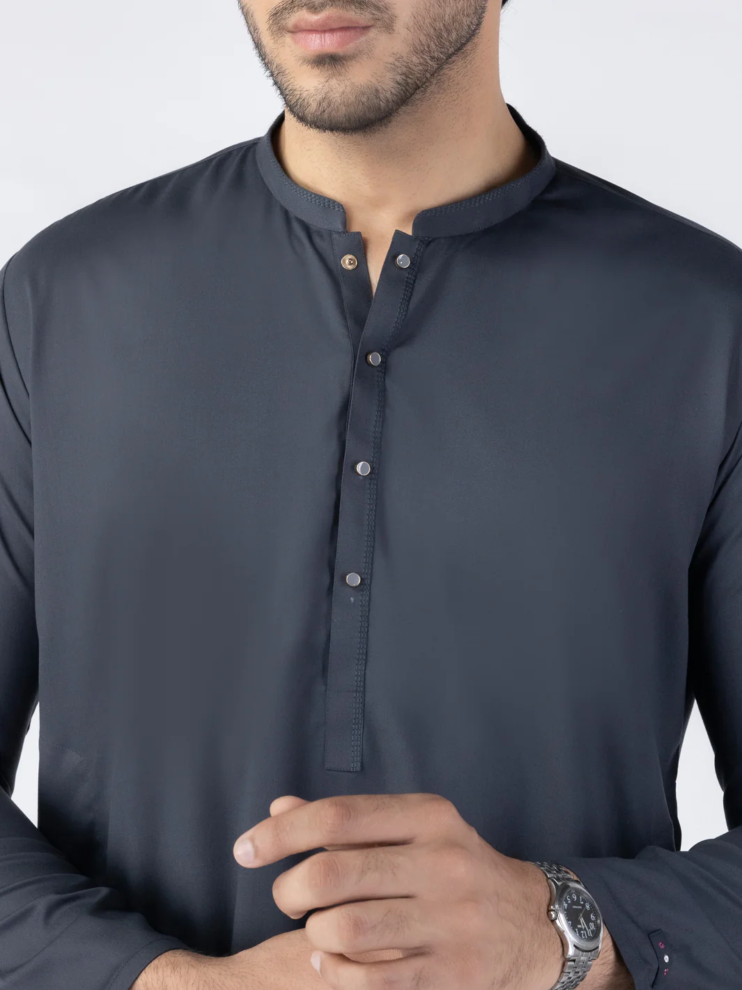 Grey Blended Kurta - ALET-K-2002 - Image 3