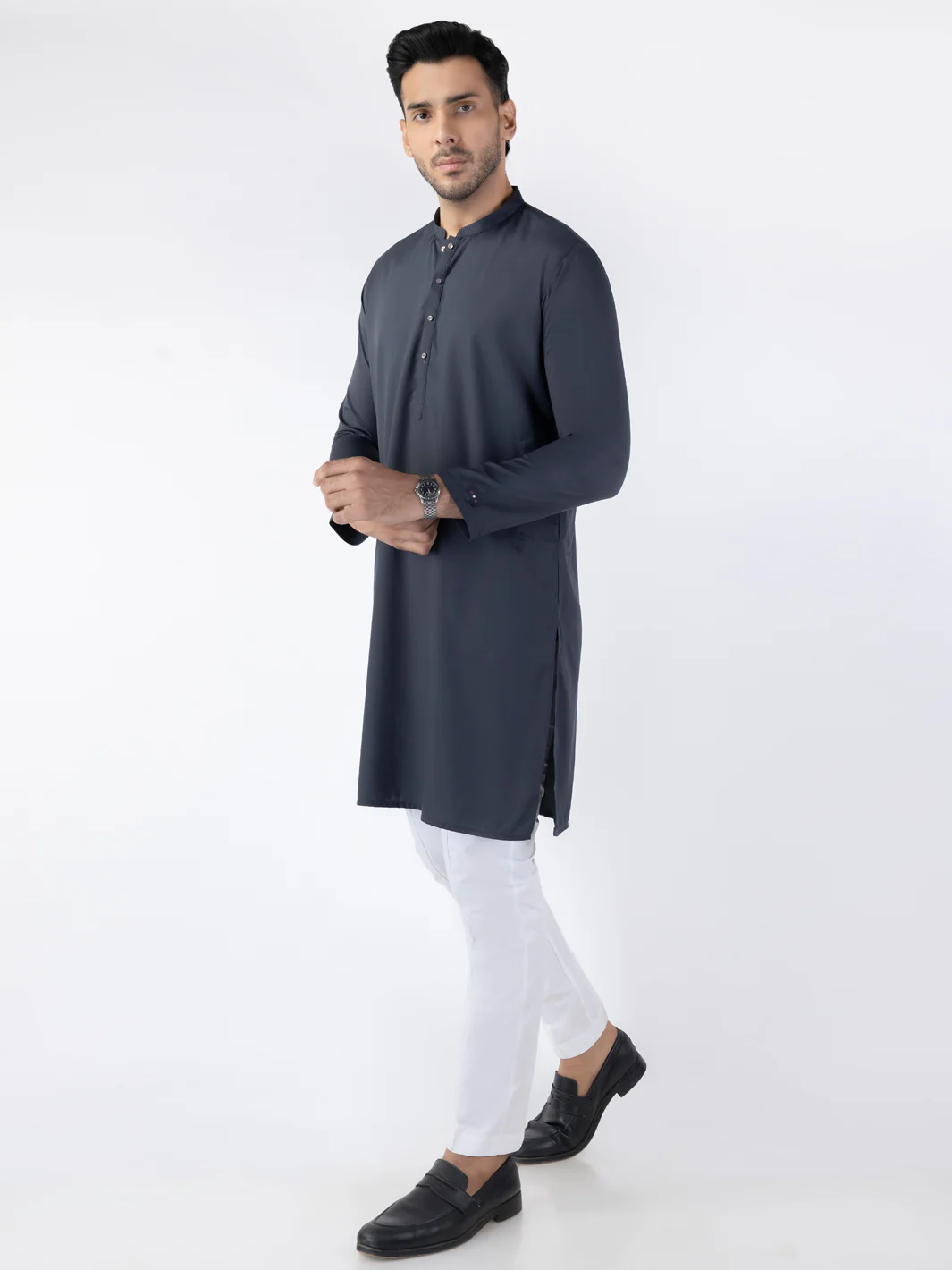 Grey Blended Kurta - ALET-K-2002 - Image 4