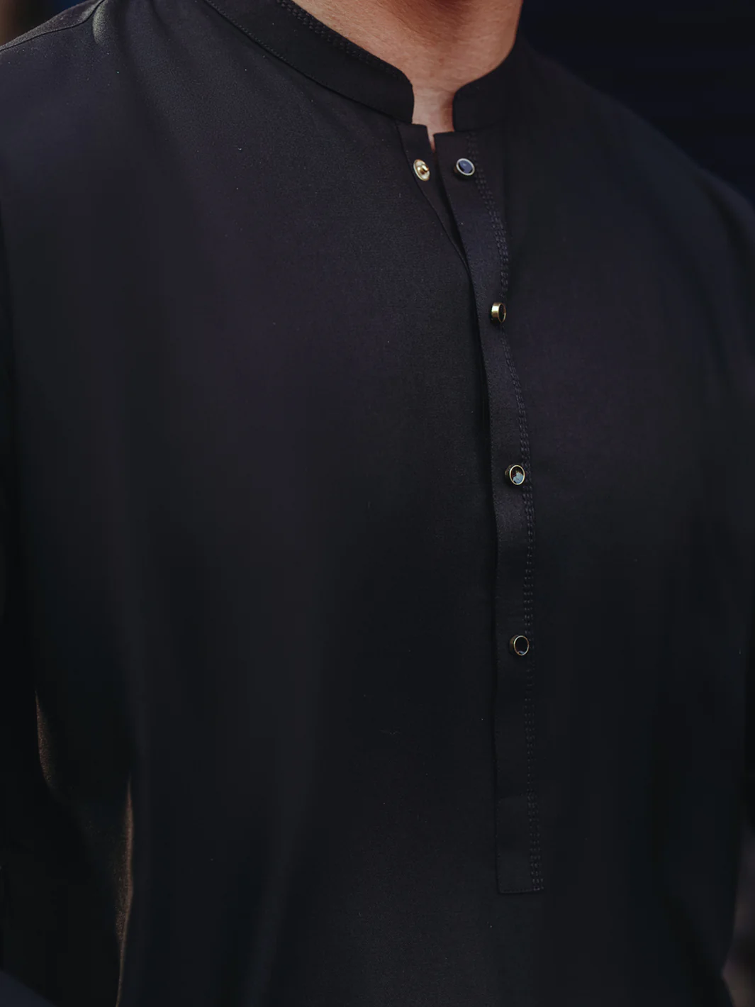 Black Blended Kurta - ALET-K-2004 - Image 5