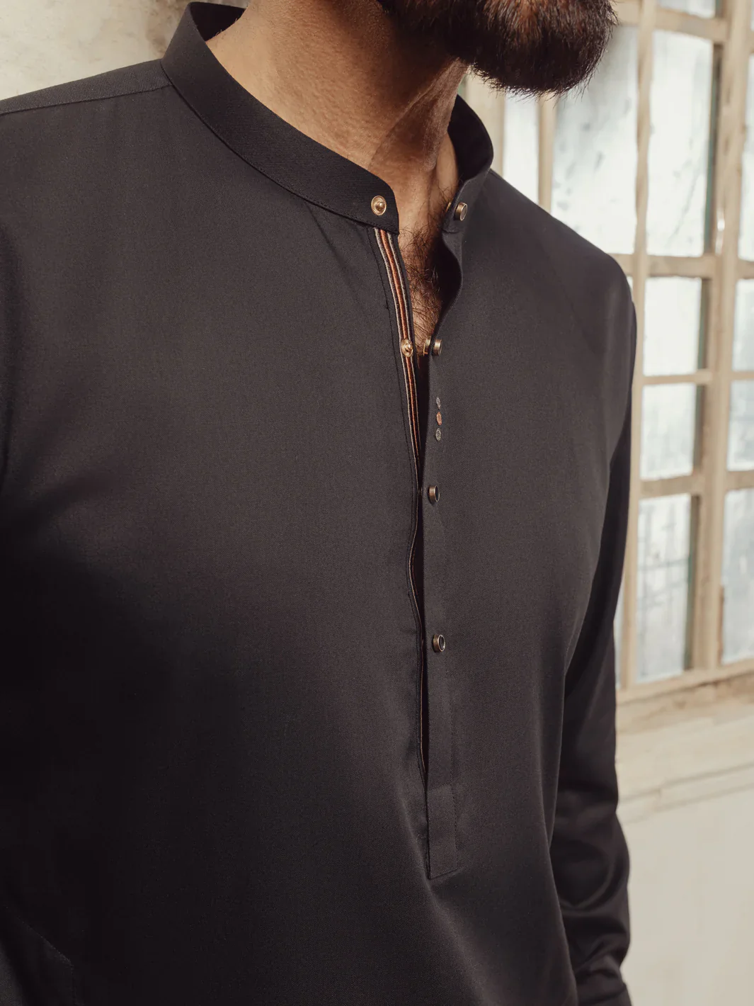 Black Plain Kameez Shalwar - ALET-KS-1014-R2 - Image 3