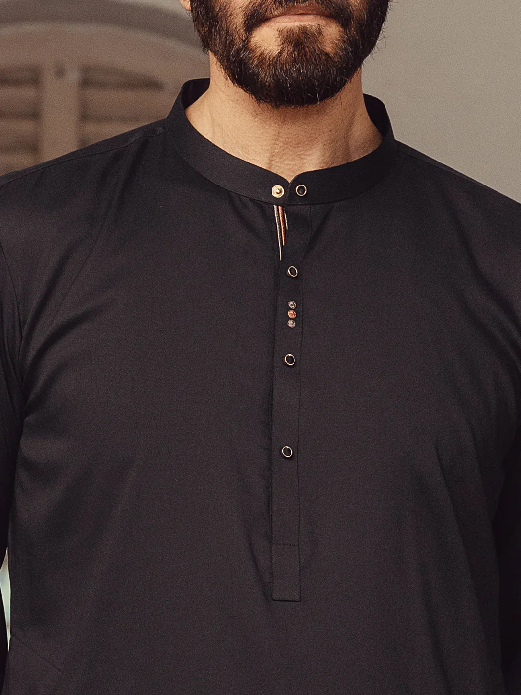 Black Plain Kameez Shalwar - ALET-KS-1014-R2 - Image 4