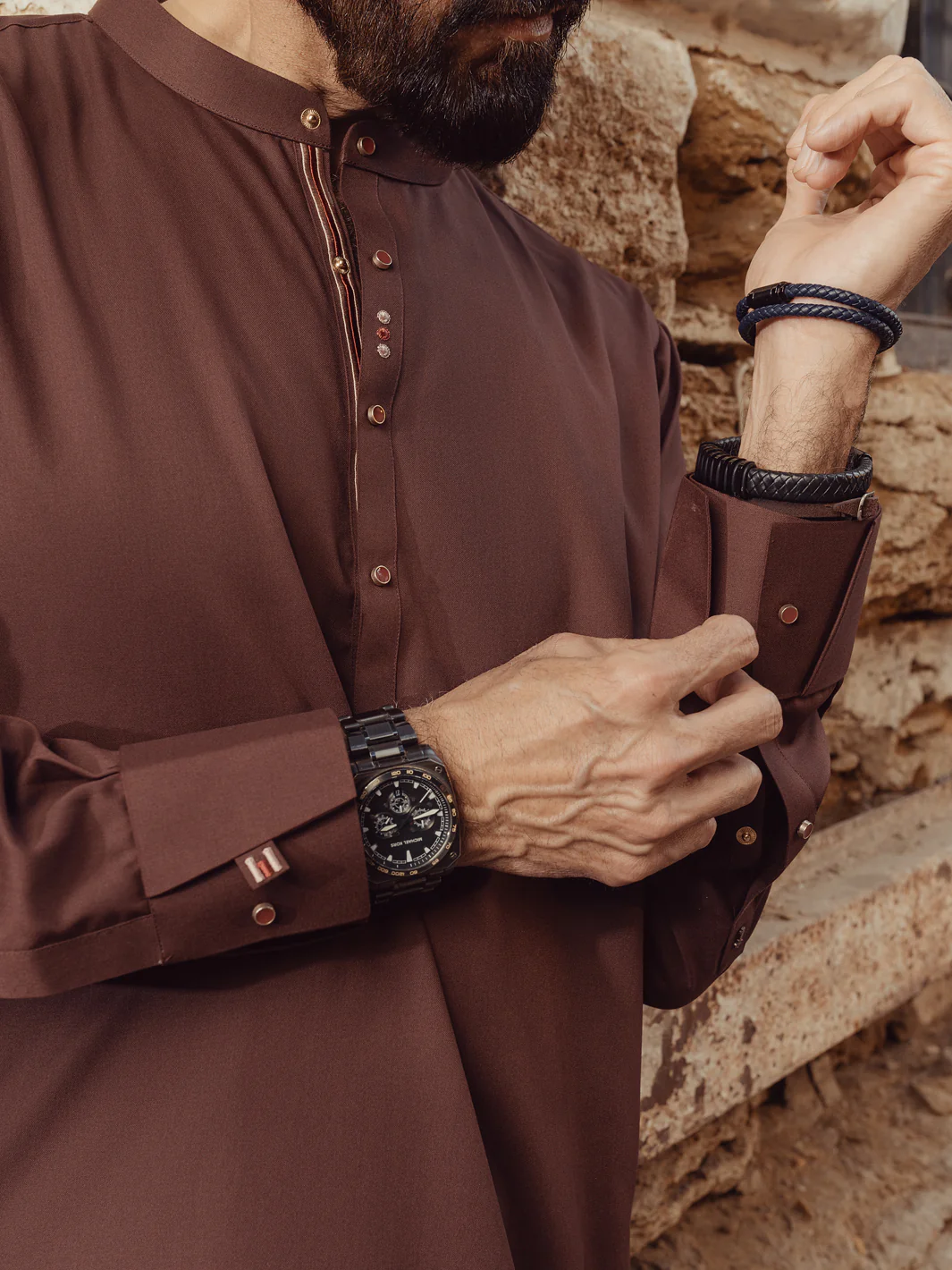 Maroon Blended Kurta Trousers - ALET-KT-1006-R2 - Image 3