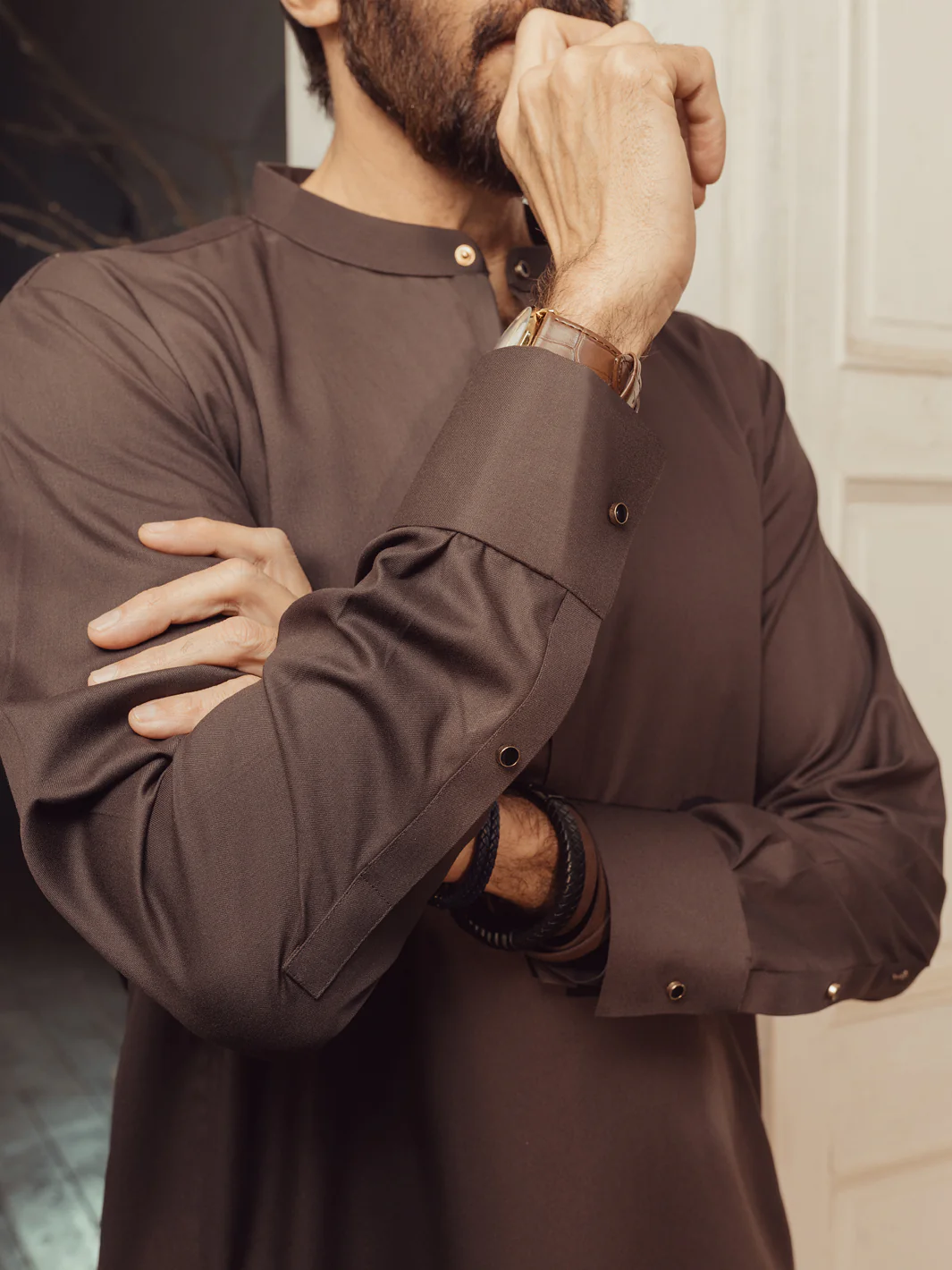 Brown Plain Kurta Trousers - ALET-KT-3005-R2 - Image 4